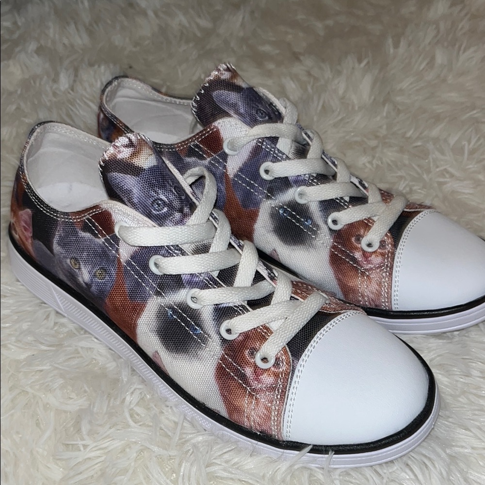 First Dance Cat Print Canvas Sneakers